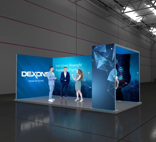 20ft Backlit Trade Show Display  Large LED Lightbox Backwall with Graphics