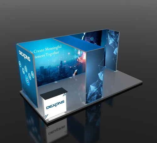 20ft Backlit Trade Show Display  LED Lightbox Display with Counter & Side Panels