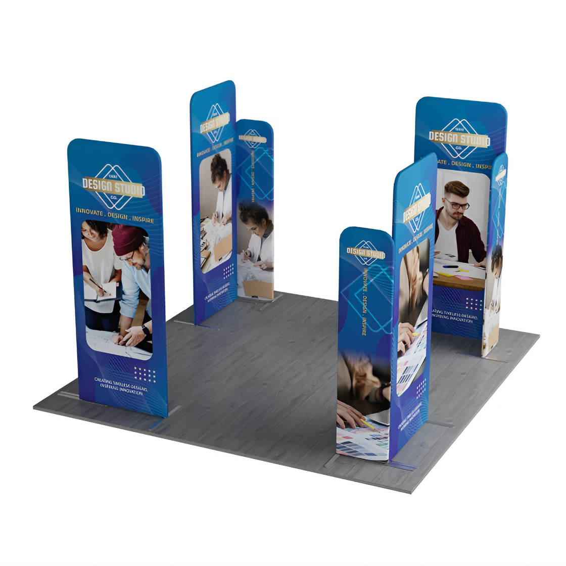 10ft Magnetic Modular Fabric Displays - L Shape Four Corner Kit