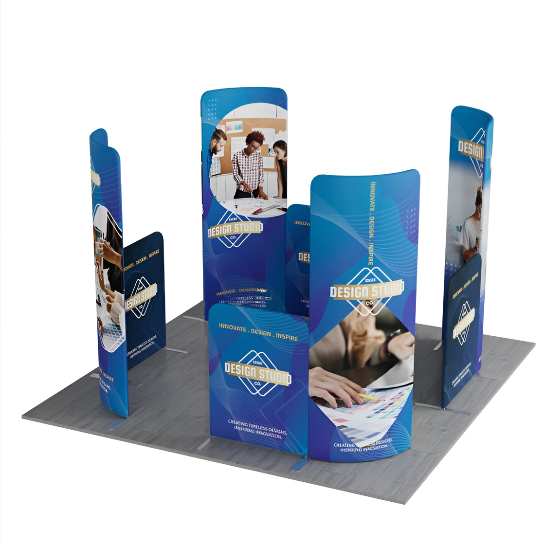 10ft Magnetic Modular Fabric Displays - L Shape Curved