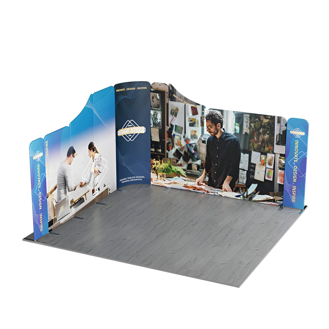 13ft Magnetic Modular Fabric Displays - Dynamic Curved L Shape