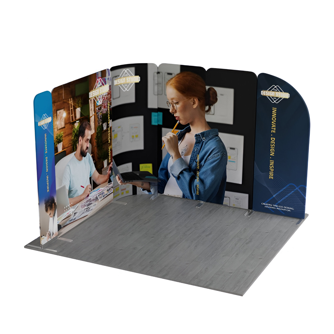 10ft Magnetic Modular Fabric Displays - L Shape Sloped