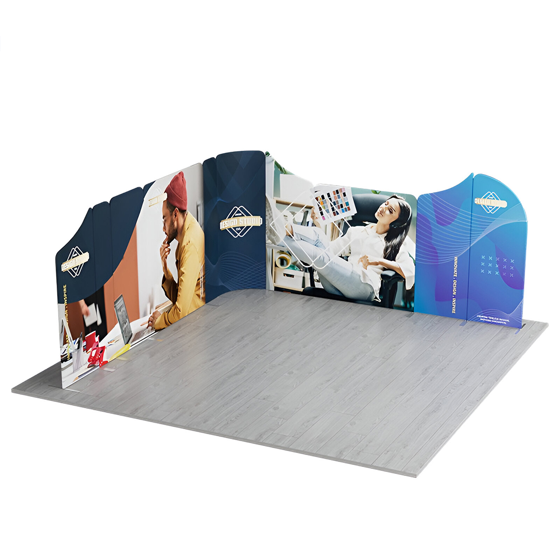 16.4x16.4ft Magnetic Modular Fabric Displays - L Shape Island