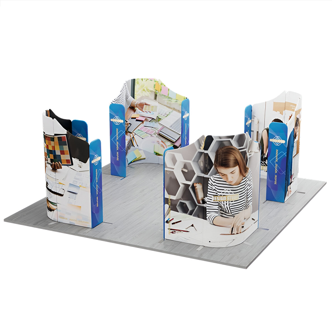 20ft Magnetic Modular Fabric Displays - 4 Curved L-Shape Sections