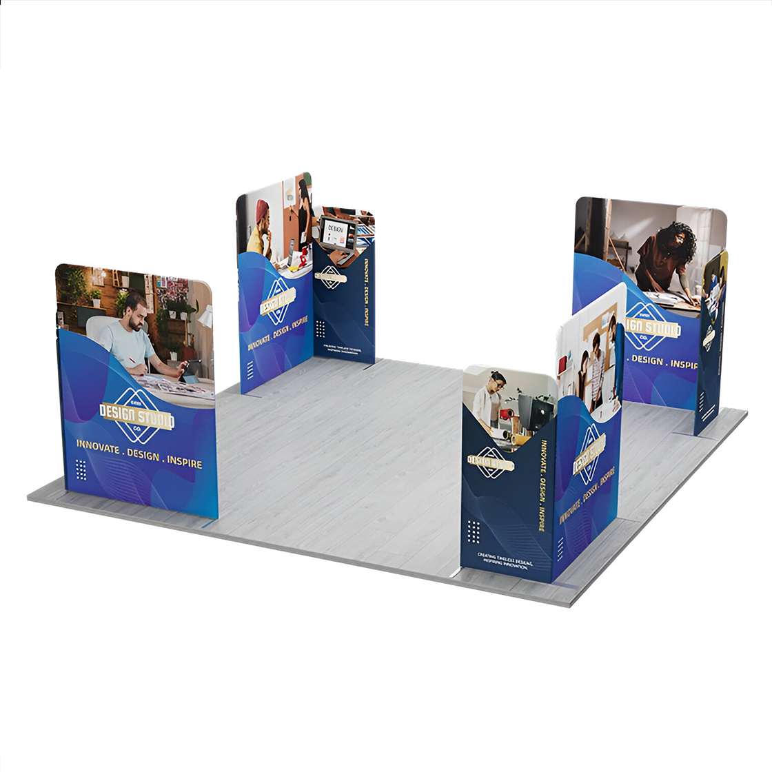20ft Magnetic Modular Fabric Displays - 4 L-Shape Sections