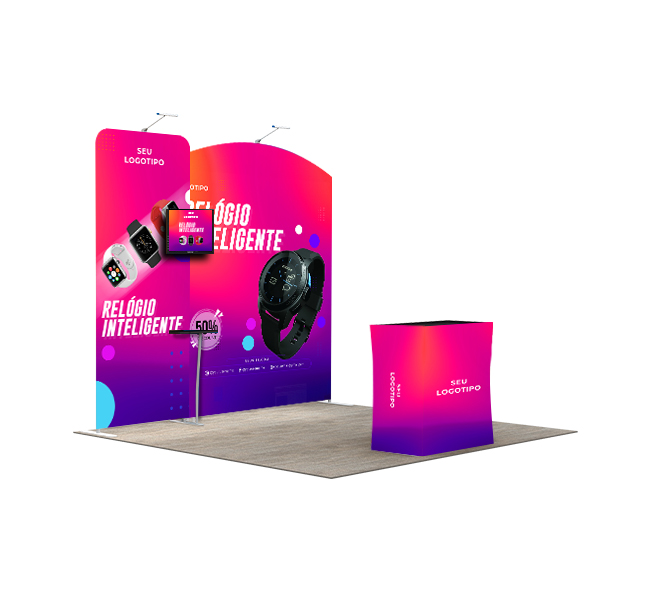 10ft Inline Trade Show Booth – Portable Backwall Display with Counter