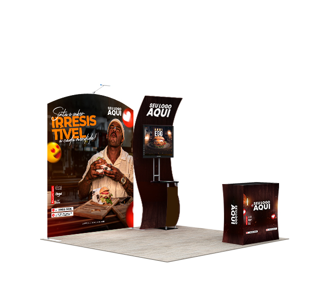 10ft Inline Trade Show Booth – LED Backlit Display with Counter & Branding