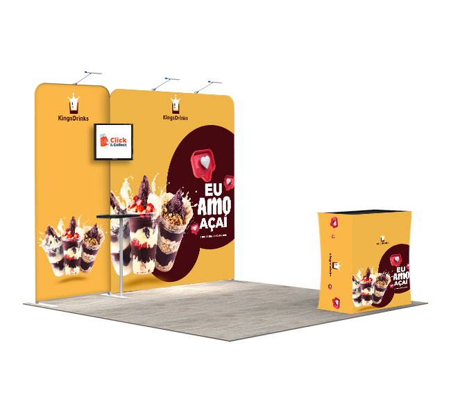 10ft Inline Trade Show Booth – Portable Backwall Display with Counter & LED Lights