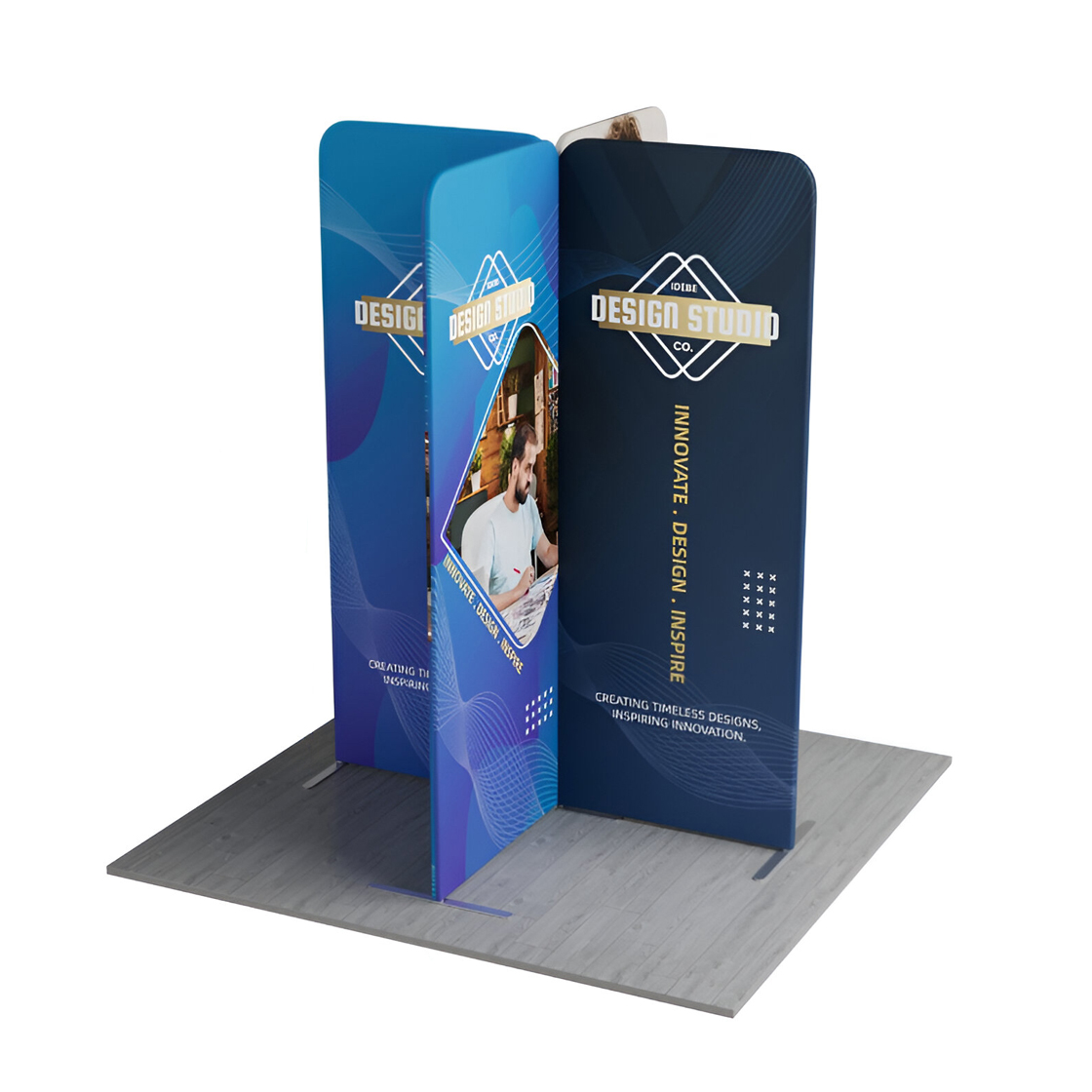 6.5ft Magnetic Modular Fabric Display - Cross Island Shape