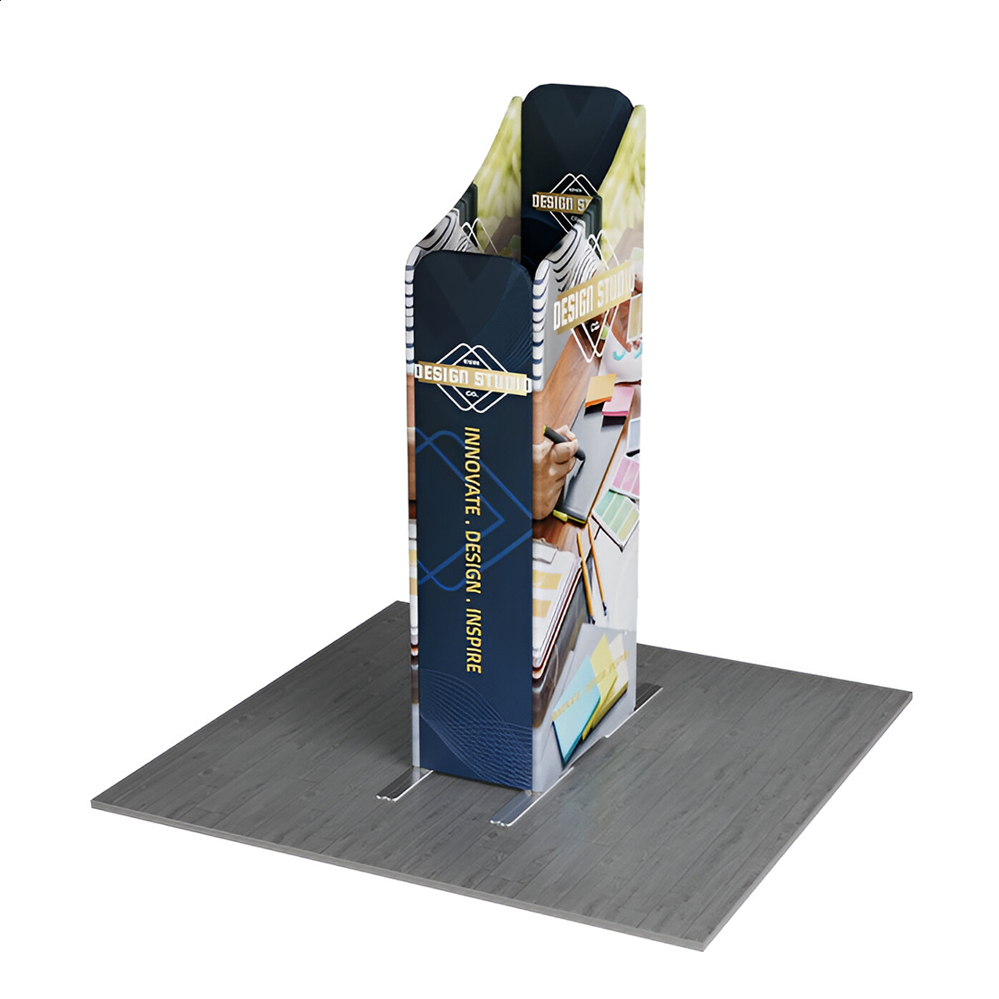 6.5ft Magnetic Modular Fabric Display - Two Sloped & Straight Banner Stands