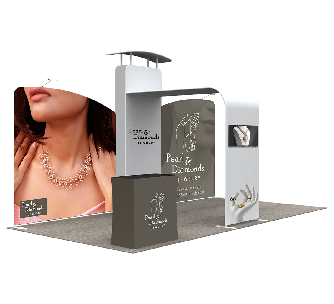 20ft Inline Trade Show Booth – Modular Package with Media Display