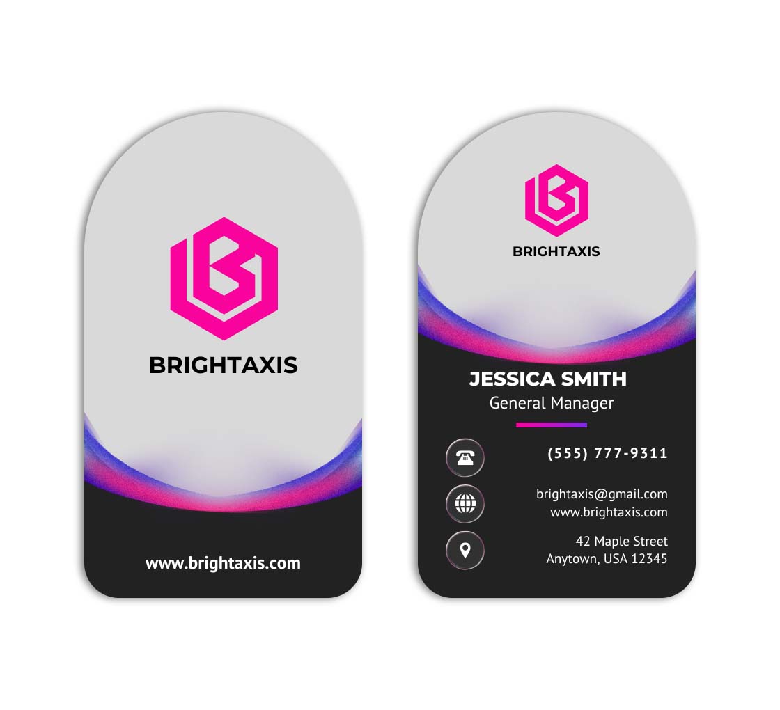 Half Circle Side Business Cards - Vertical