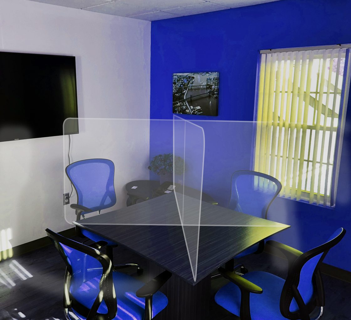 Office Tabletop Desk Divider Sneeze Guard - Clear Acrylic (4 person)