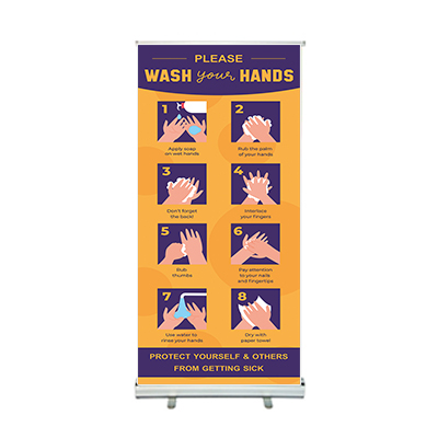 Wash your Hands Roll Up Banner Stands