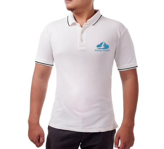 Men's White Cotton Polo Shirt - Embroidered