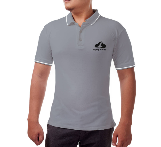 Men's Grey Cotton Polo Shirt - Embroidered