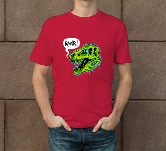 Men's Red Printed T-shirt - Crew Neck