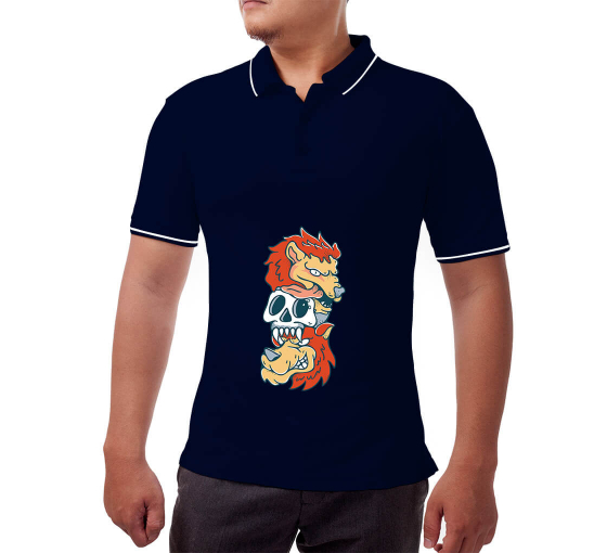 Men's Blue Polo Shirt - Printed