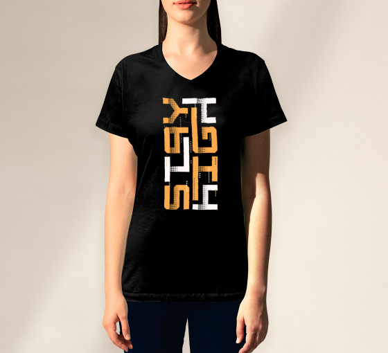 Women's Printed T-Shirt - V Neck