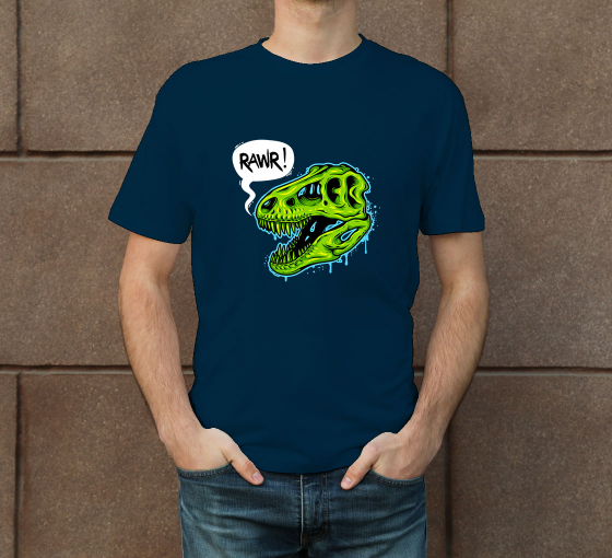 Men's Blue Printed T-Shirt - Crew Neck