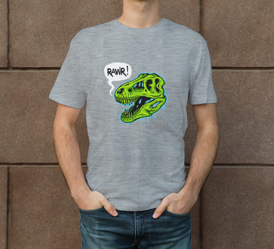 Men's Grey Printed T-Shirt - Crew Neck