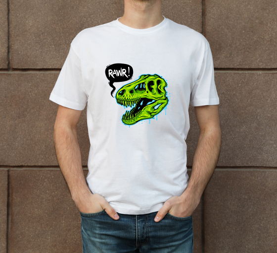 Men's White Printed T-Shirt - Crew Neck