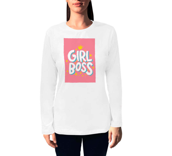 Women's Printed Organic T shirt - Long Sleeve