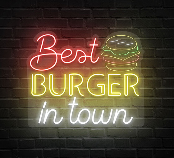Best Burgers In Town Neon Sign