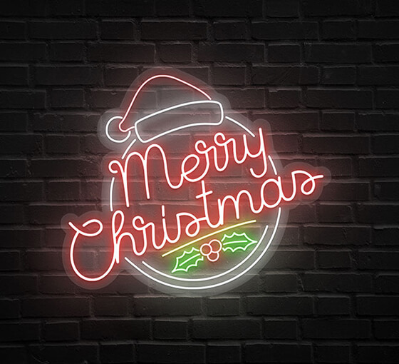Merry Christmas Circle Neon Sign