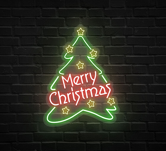 Merry Christmas Tree Neon Sign