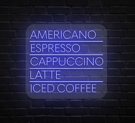 Coffee Menu Neon Sign
