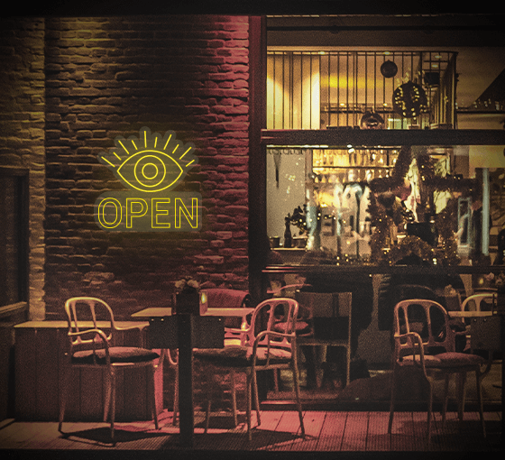 Evil Eye Open Neon Sign