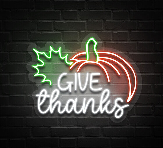 Give Thanks Pumpkin Neon Sign