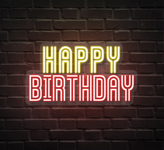 Happy Birthday Framed Neon Sign