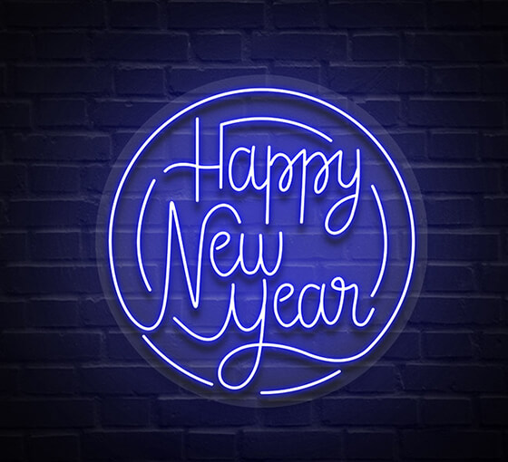 Happy New Year Circle Neon Sign