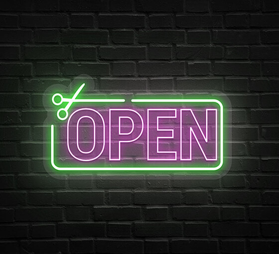 Hair Salon Open Neon Sign