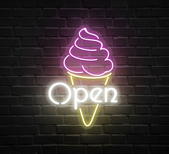 Ice Cream Open Neon Sign