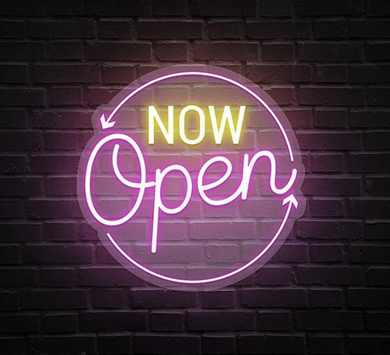 Now Open Round Neon Sign