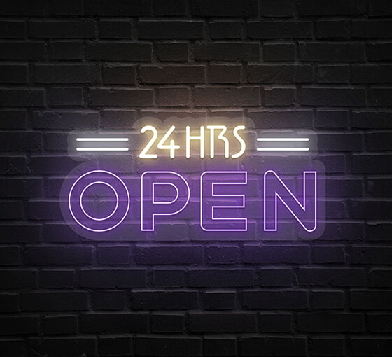 Open 24 Hours Neon Sign