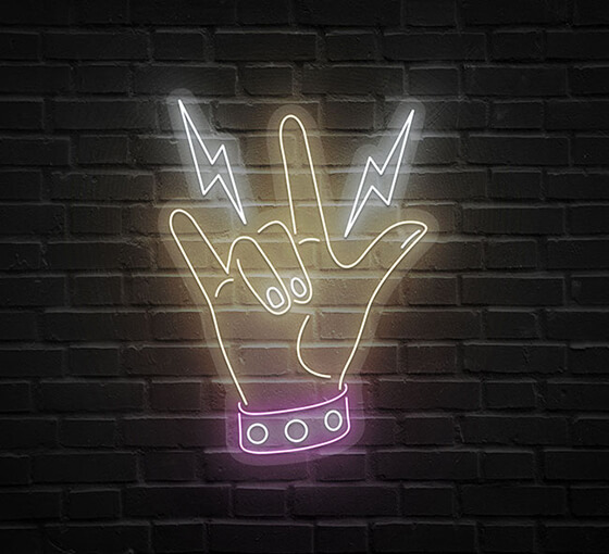 Rock Gesture Neon Sign