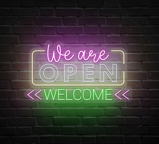 We Are Open Welcome Neon Sign