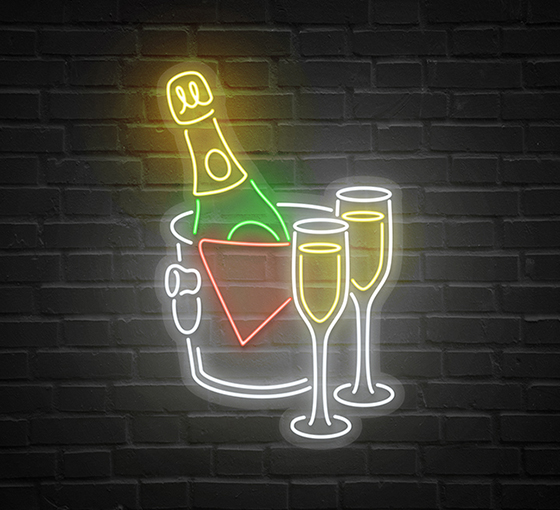 Wine In Ice Bucket Neon Sign