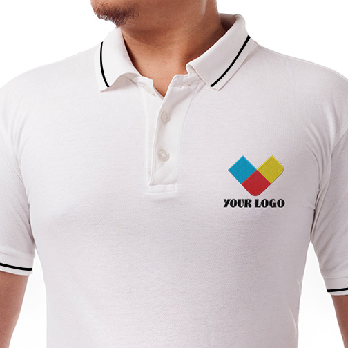 Custom Embroidered T Shirt - Polo Neck