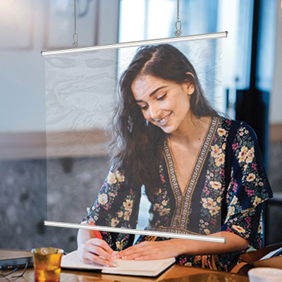 Hanging Sneeze Guard - Clear Vinyl