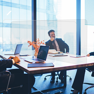 Office Tabletop Desk Divider Sneeze Guard - Clear Acrylic (4 person)