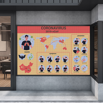 Precaution Perforated Window Signs