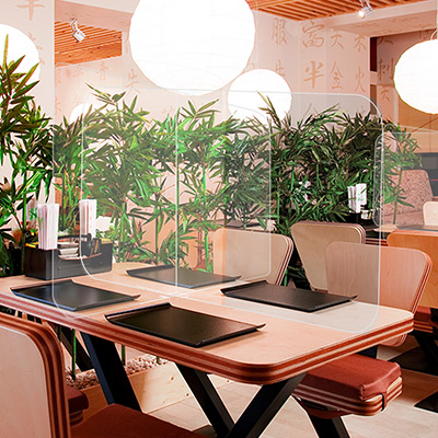 Restaurant Tabletop Desk Divider Sneeze Guard - Clear Acrylic (4 person)