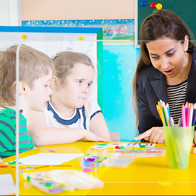 School Tabletop Desk Divider Sneeze Guard - Clear Acrylic (4 person)