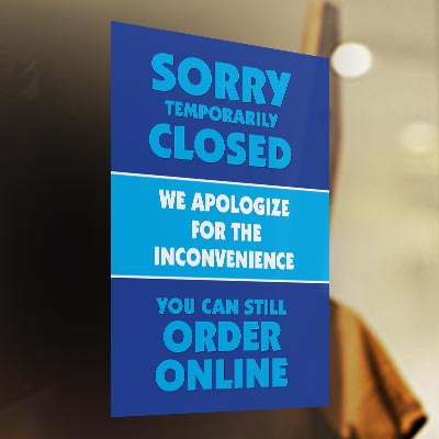 Temporary Hours Window Clings