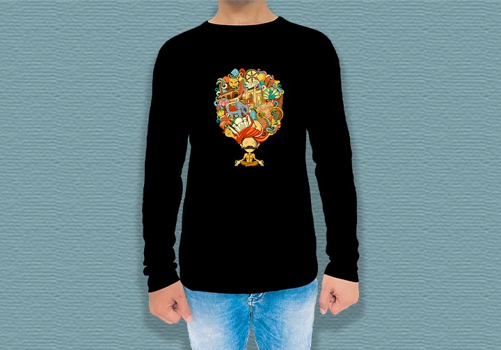 Custom Printed Long Sleeves T-Shirt - Round Neck  2 - Circleone